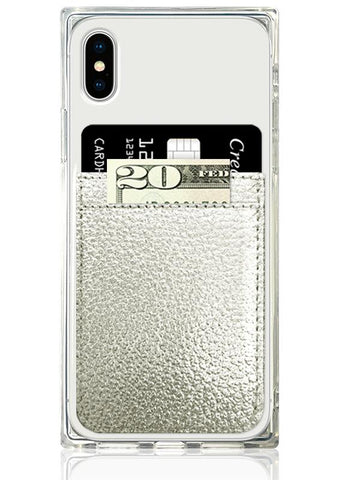 Silver Leather Phone Pocket