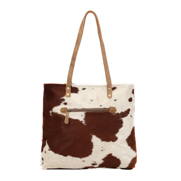 Caramel Front Pocket Hairon Tote Bag