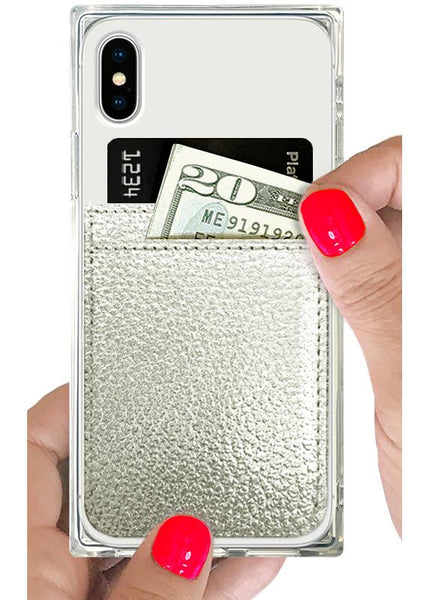 Silver Leather Phone Pocket