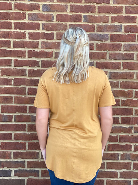 Megan Golden Spice Vneck Tee by Another Love