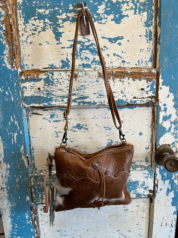 Ornate Brown Leather Hairon Bag